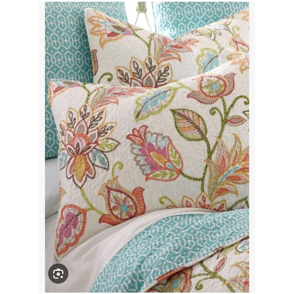 💥 2 Levtex Home Sophia Paisley Quilt King Pillow Sham Multicolor